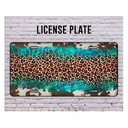 Leopard Cowhide License Plate, Cowhide License Plate Png, Western License Plate Png, Digital Download
