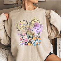 Watercolor Disney Castle Sweatshirt, Mickey and Friend Sweatshirt, Retro Disney Sweatshirt, Mickey Ear Shirt, Disneyworl