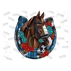 Wester Horse with Horseshoe Png, Western Design Png, Horse Png, Horse With Gemstone Png, Sunflower Horse Png, Horseshoe