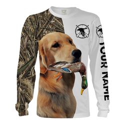 Duck Hunting With Dog Golden Retriever Custom Name 3D All Over Print Shirt, Hoodie Personalized Hunting Gifts Chipteeamz