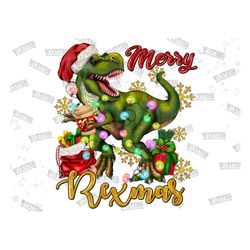 T-Rex Merry Rexmas, Merry Christmas Png, Christmas T-Rex Png, Christmas T-Rex Dinosaur Png,T -Rex Png,Sublimation Design