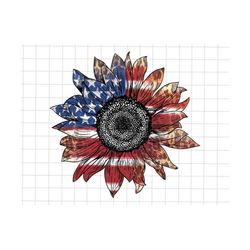 Happy 4th Of July Png, Sunflower Png, American Flag Sunflower Png,  American Freedom, Red White Blue Sunflower, Independ