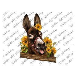 Donkey with Sunflower Png, Donkey With Sunflowers Png Sublimation Design, Donkey Png, Farm Animals Png, Farm Png,Farm Do
