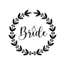 Bride Svg in Wreath Frame Svg, Engagement Ring Svg. Vector Cut file for Cricut, Silhouette, Pdf Png Eps Dxf, Decal, Stic