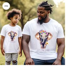 cute animal gifts, floral elephant youth tshirt, custom elephant shirt, flower baby clothing, personalized elephant todd
