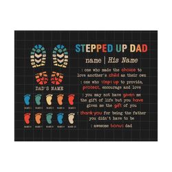 Vintage Happy Father's Day Stepped Up Dad Meaning Png, Personalized Fathers and Childs Footprints Png, Dad Kid Footprint