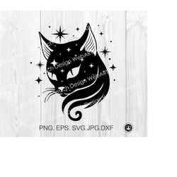Sky cat SVG,cat svg,creepy cat svg,magic cat png,Silhouette Cameo & Cricut,Witch svg,Black cat,Magical Mystical svg, Boh