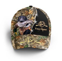 Duck Hunting With Labrador Retriever 3D Camo Custom Hunting Hat Adjustable Mesh Unisex Hunting Baseball Hat Nqs2458