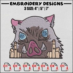 Inosuke head embroidery design, Inosuke embroidery, Anime design, Anime embroidery, Embroidery shirt, Digital download