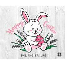 Easter Bunny SVG, Bunny SVG, Spring Svg, Easter Egg Svg Easter Baby Bunny Png Rabbit flowers svg Nursery Clipart Easter