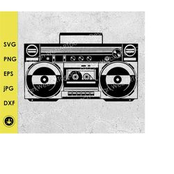 radio boombox svg vintage retro cassette tape player recorder music ghetto blaster hip hop rap logo svg png dxf clipart