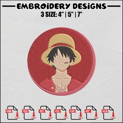 Luff circle embroidery design, One piece embroidery, Anime design, Anime embroidery, Embroidery shirt, Digital download