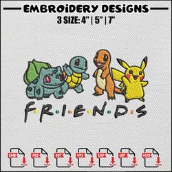 Pokemon friends embroidery design, Pokemon embroidery,Anime design, Anime embroidery, Embroidery shirt, Digital download
