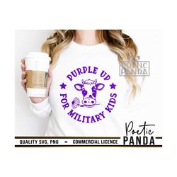 Purple Up For Military Kids SVG PNG, Purple Ribbon Svg, Military Child Svg, Purple Up Svg, Land Of The Free Because My D