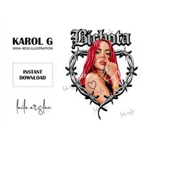 Illustration karol g, karol g with red hair png, un verano sin ti png, Karol G Bichota PNG, Karol G dtf, new Karol g hai