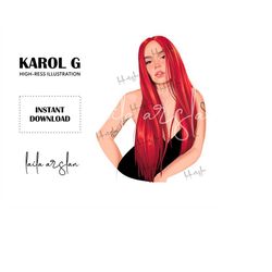 Karol G Red Hair Png Digital Download File Sublimation, Karol G PNG, Karol G Bichota PNG, Karol G dtf, Karol G PNG