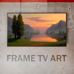 Samsung Frame TV Art Digital Download, Frame TV Art  river landscape, Frame TV Natural Style of Arkhip Kuindzhi, modern