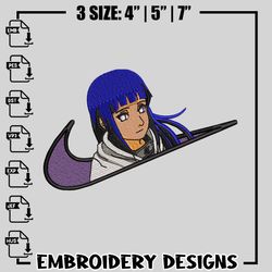 Hyuga Hinata nike embroidery design, Naruto embroidery, Nike design, Embroidery file, Anime design, digital download