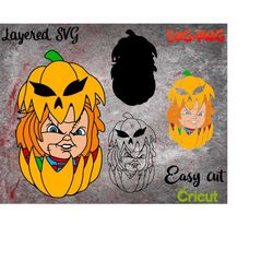 Layered SVG Halloween Chucky for Cricut, Horror Svg, Vinyl File, Ghost svg and png, Horror Movie svg png