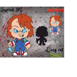 Layered SVG Chucky for Cricut, Horror Svg png, Vinyl File, Ghost svg and png, Horror Movie svg