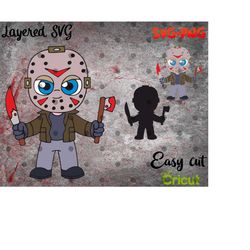 Layered SVG Jason for Cricut, Horror Svg, Vinyl File, Ghost svg and png, Horror Movie svg, Voorhees svg, Nightmare svg f