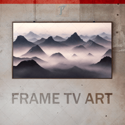 Samsung Frame TV Art Digital Download, Frame TV  avant-garde, Frame TV art conceptual, modern art, mountain in white fog