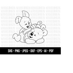 COD1058-Winnie the pooh svg, winnie the pooh clipart, outline, cutting files, Pooh face svg, bear Png, shirt files for c
