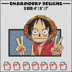 Luffy funny embroidery design, One piece embroidery, Anime design, Anime embroidery, Embroidery shirt, Digital download