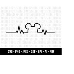 COD1180- Heartbeat Svg, Mickey Heartbeat Svg, Castle Heartbeat Svg, Heartbeat Silhouette Svg, Cricut Silhouette Files