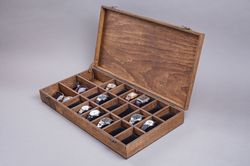 Wooden watch box for men 21 slot watch display case Sunglasses holder Engraved large jewelry box Treasure box