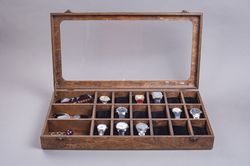 Large Wooden Watch Organizer Box with Clear Lid Personalized Sunglasses Holder Watch Display Case Engraved Watch Storage