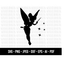 COD1069- Tinker bell svg, Tinker Bell Clipart, Fairy Silhouette, png, clipart, cutting files for cricut silhouette