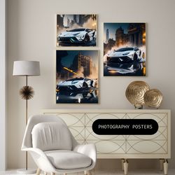 Lamboghini 03 Set of Digital Prints, wall decor, digital art, posters, living room art, car lovers - DIGITAL DOWNLOAD