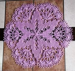 Hand crocheted doily 45cm/17,7 inch Purple color cotton