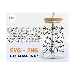 middle finger ghost svg, libbey 16oz can shaped glass svg, spooky season glass can wrap, svg digital download, instant d