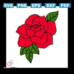 Rose Red Buds Green Leaves Svg, Flower Svg, Rose Svg, Green Leaves Svg, Birthday Gift Svg, Gift For Girl Svg, Flower Lov