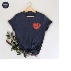 Cute Heart Pocket Tees, Valentines Gifts, Valentines Day T-Shirt, Pocket Heart Shirts, Shirts for Women, Heart Graphic T