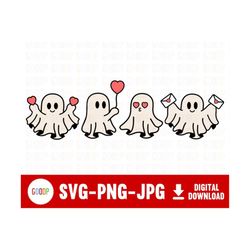 Spooky Valentines, Girl Halloween Svg, Boo Ghost, Ghost Heart Svg, Adorable Ghost, Svg Digital Download, Instant Downloa