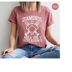 baseball shirt women, softball shirts, womans cute shirt, baseball shirts with sayings, cute softball tees, diamonds are