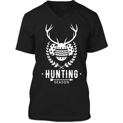 Easter Egg Hunter Deer Antler Hunting Season T-Shirt Mens Printed V-Neck T