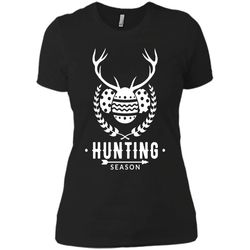 Easter Egg Hunter Deer Antler Hunting Season T-Shirt Next Level Ladies Boyfriend Tee