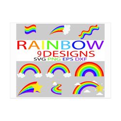 Rainbow svg / Rainbow with clouds svg / Rainbow cut file / Rainbow clipart / Rainbow vector / cricut cut file / digital