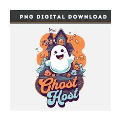 Ghost Host Shirt Digital Png, Retro Halloween Ghost Png Digital Download, Groovy Ghost Sublimation Png, Halloween Funny
