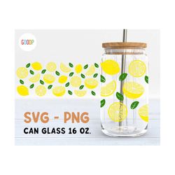 16oz glass can, lemon juicer glass, can glass wrap svg, lemon glass can wrap, svg files for cricut, digital download, in