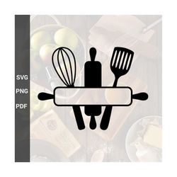 Bakery Svg, Split Baking Utensils With Whisk, Spatula And Rolling Pin For Custom Pastry Apron Gift Or Kitchen Decoration