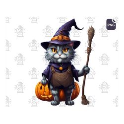 Crafting Spooky Hilarity with Halloween Stylish Cat PNG - Featuring Cute and Funny Halloween PNGs, Witch Hat Humor, Spoo