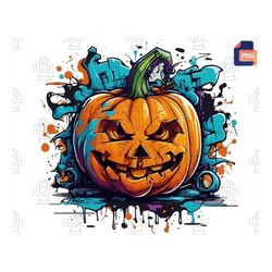 Immerse in the Magic of Halloween with our Whimsical Halloween Pumpkin PNG - Sublimation Art, Kids' Halloween Design, In