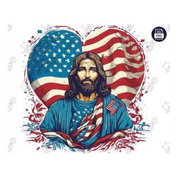 Love Jesus and America Too - Patriotic USA Shirt Design PNG File for Independence Day, July 4th - God Bless America, Cel