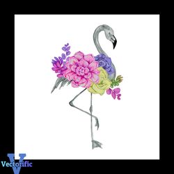 Watercolor Flamingo With Exotic Flowers Svg, Flower Svg, Flamingo Svg, Exotic Flowers Svg, Birthday Gift Svg, Gift For G