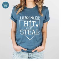 Funny Softball T Shirt, Softball Mom T-Shirt, Baseball Player Gift, Baseball Mom Shirt,Baseball Shirt, I Teach My Kid To